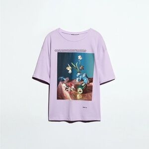 Zara Lilac Graphic Short Sleeve Tee